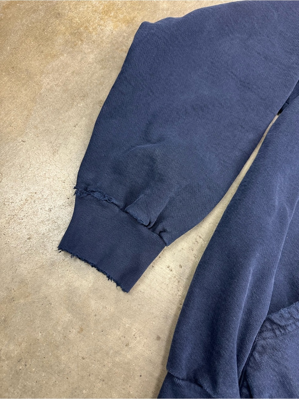 The Super Faded Navy Blue Ultimate Distressed Heavyweight Hoodie - Picture 3 of 13